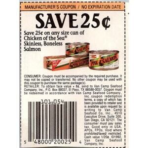 Save 25¢ Any Size Can Chicken Of The Sea Salmon El Paso TX 1980s Coupon SAI1-M5